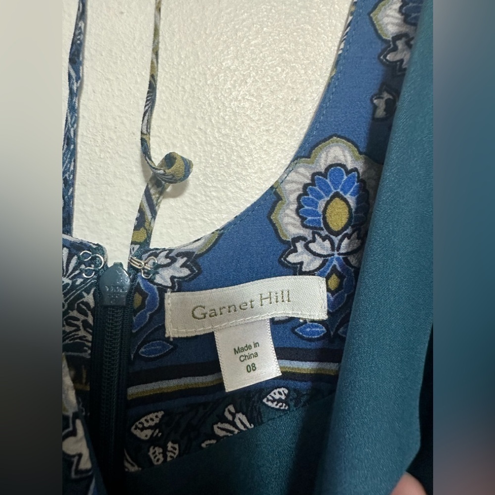 Garnet Hill Boho V Neck Maxi Dress Blue Size 8 - Picture 5 of 7